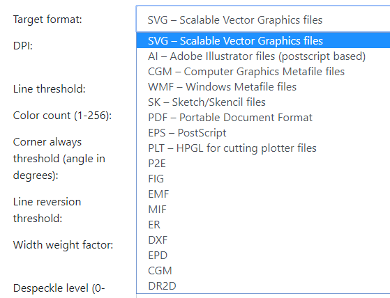 Select vector format